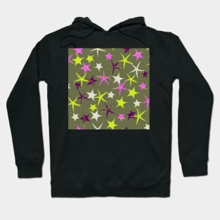 Starfish galaxy in lime green, regal purple, hot pink and olive green Hoodie